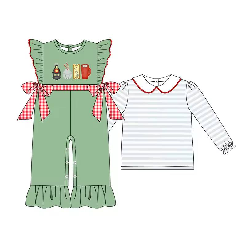 custom moq 3 each mix size eta 6-8weeks  Green short-sleeved trousers matching kids clothing