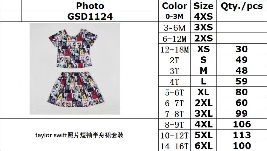 GSD1124 RTS baby girl clothes 1989 toddler girl summer outfit 12-18M to 14-16T