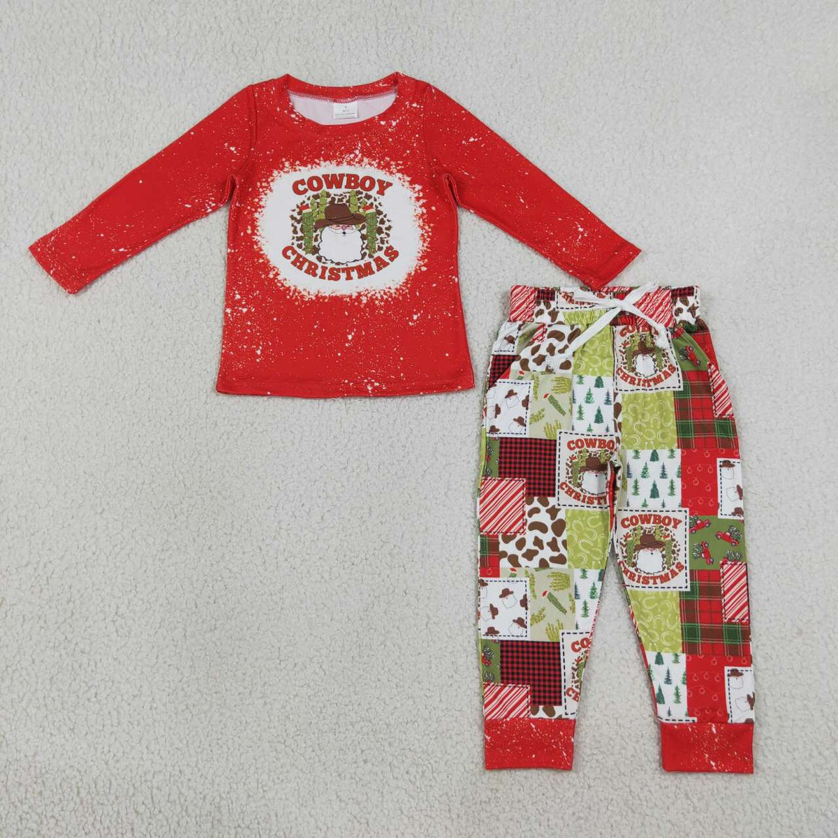 NEW RTS NO MOQ milk silk BLP0375 Baby Boys Cowboy Red Long Sleeve Tops Pants Clothes Sets