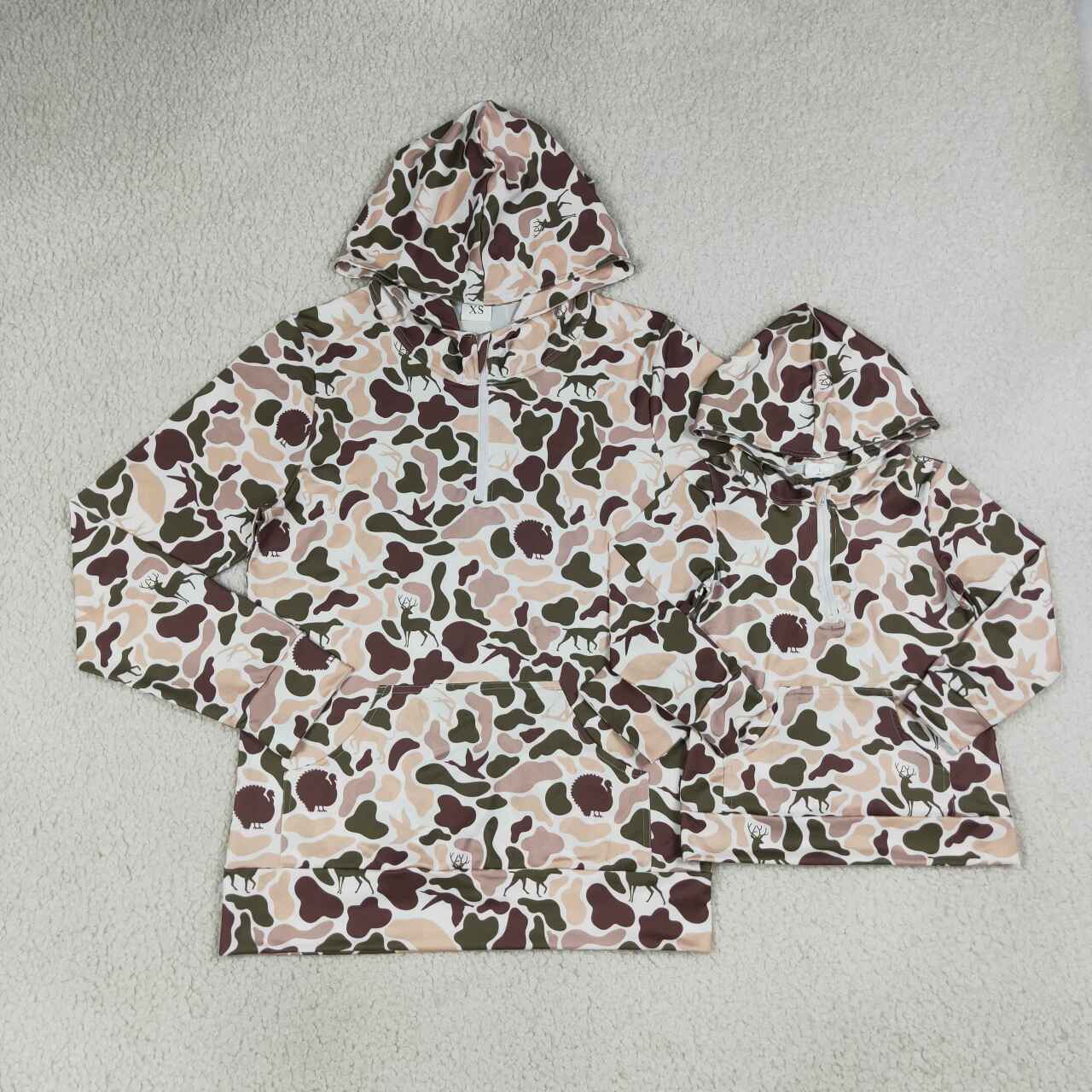 NEW RTS NO MOQ milk silk BT1852 Baby Boys Long Sleeve Camo Zip Pocket Hoodies Top