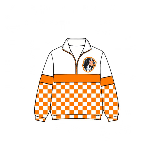 Custom moq 5 mix size milk silk summer teams Daddy and Me Orange Long Sleeve Team Zipper Pullover Tops