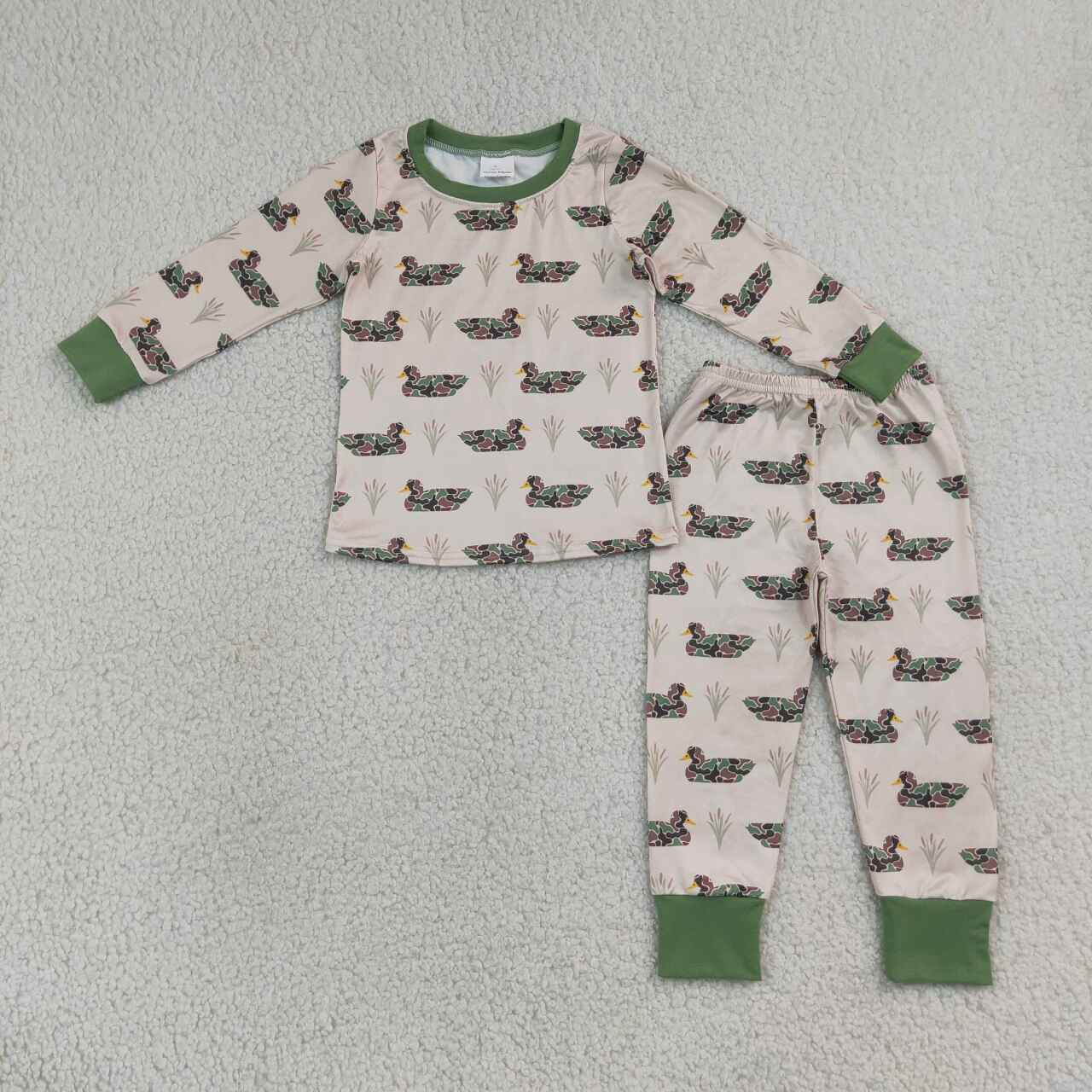 NEW RTS NO MOQ milk silk BLP1482 Baby Boys Camo Duck Plaid Top Pants Western Hunting Pajama Sets