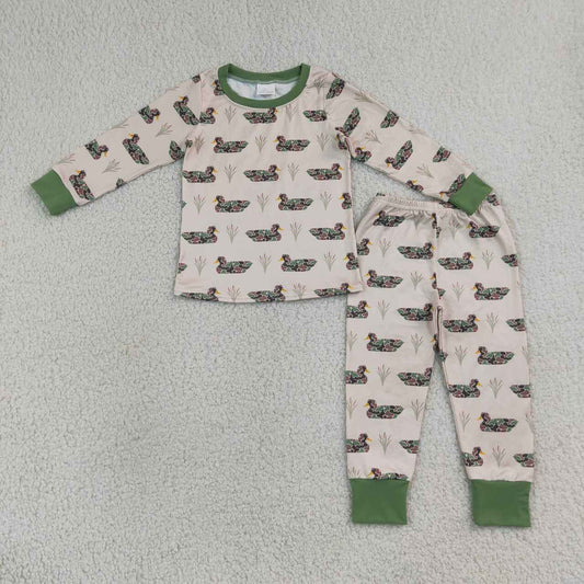 NEW RTS NO MOQ milk silk BLP1482 Baby Boys Camo Duck Plaid Top Pants Western Hunting Pajama Sets