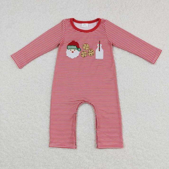 RTS NO MOQ Christmas Santa Cookie Embroidered Christmas Cookies Sibling Styles Clothing