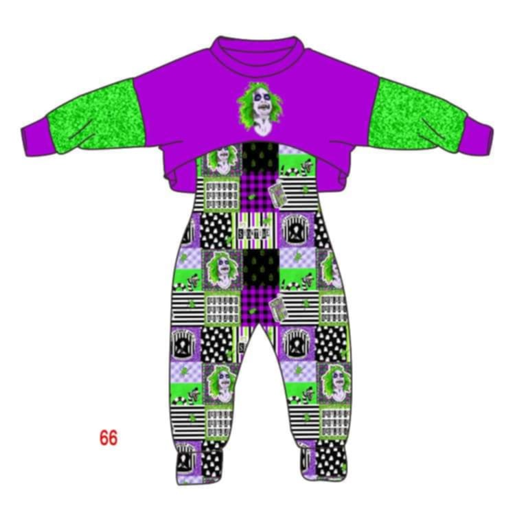 custom moq 5 eta 6-7weeks Long-sleeved purple top and overalls set