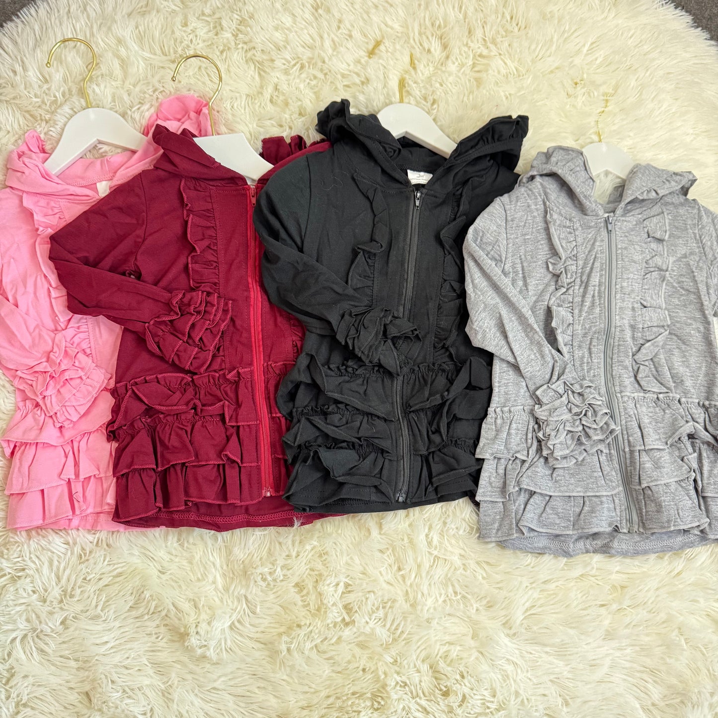 RTS NO MOQ Sibling baby girls clothes lace hooded long-sleeved tops