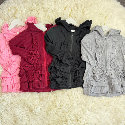 RTS NO MOQ Sibling baby girls clothes lace hooded long-sleeved tops