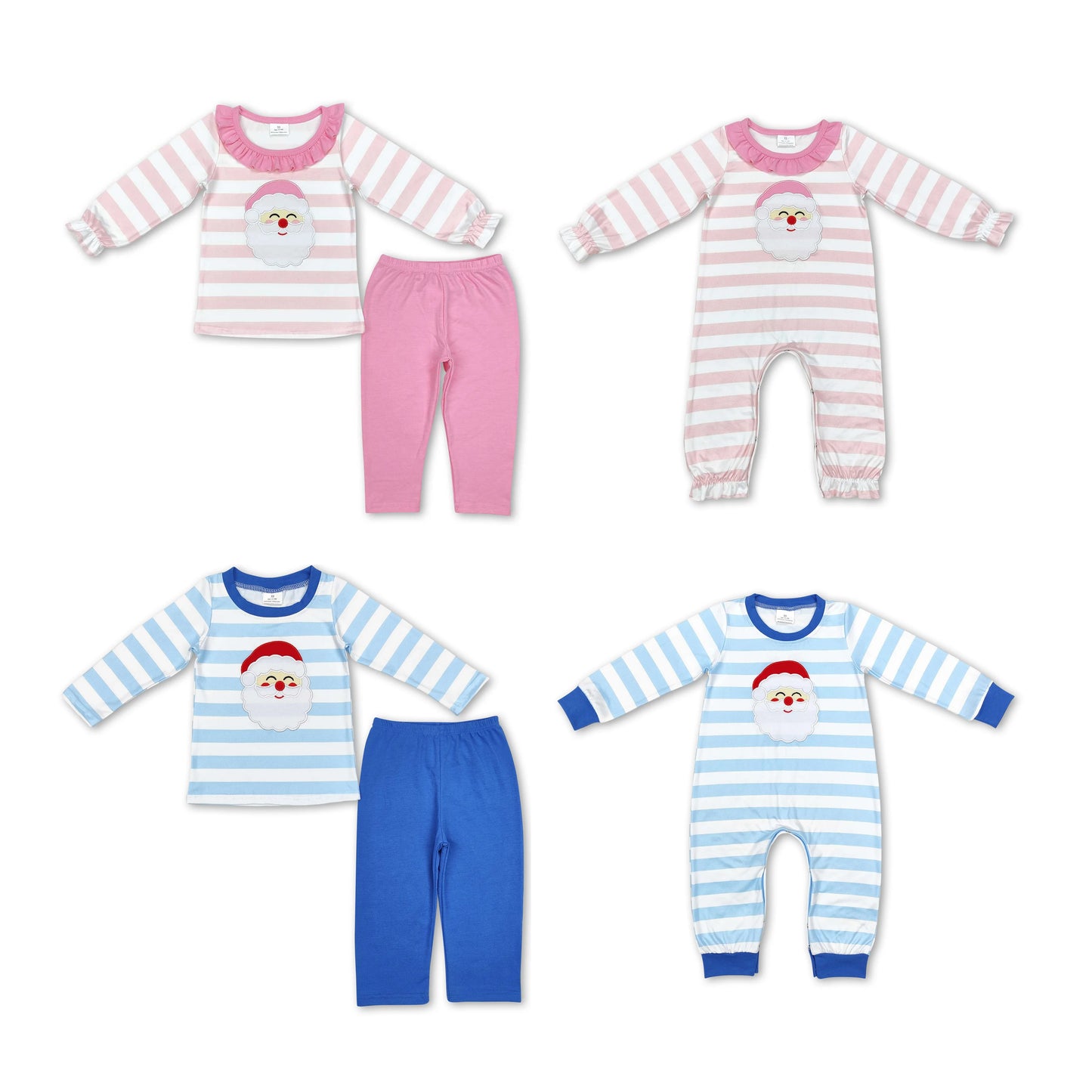 RTS NO MOQ LR1661 BLP0810 GLP1739 LR1662 Hat Santa Claus Striped Long Sleeve Suit & Romper