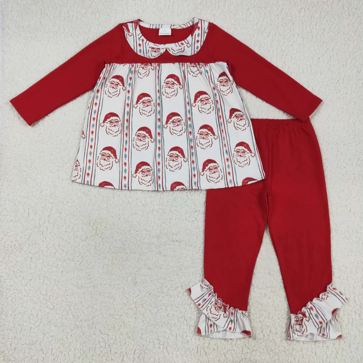 RTS NO MOQ Sibling baby girl clothes Christmas bow long sleeve pants Sets