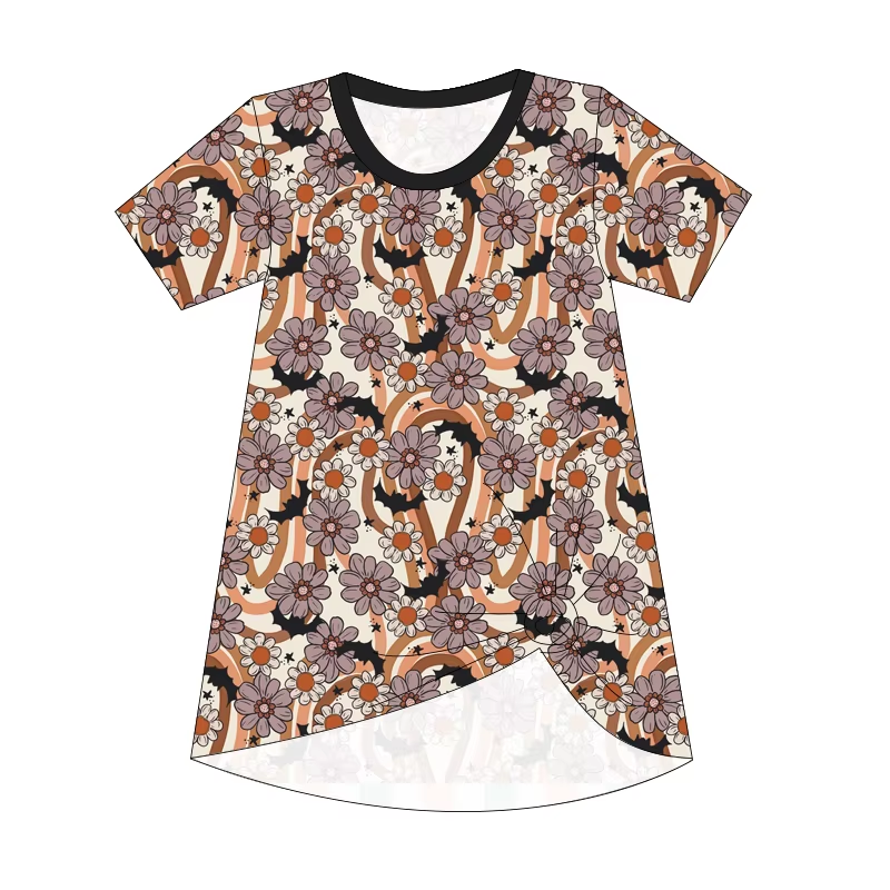 Custom moq 5 each style eta 6-7weeks baby girl clothes floral bat short sleeve dress-25.8.15