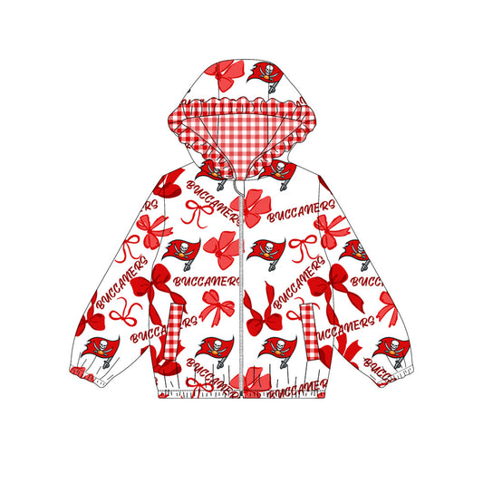 Custom moq 8 mix size milk silk summer team baby girls clothes bow red hooded long sleeve top-25.9.30