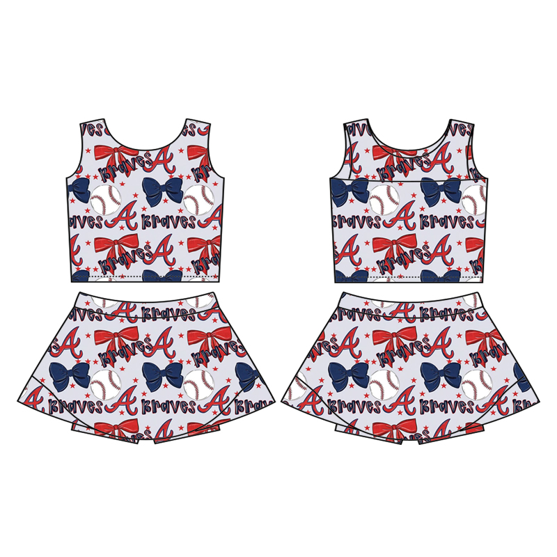 Custom moq 5 mix size milk silk summer teams baby girls clothes team bow sleeveless skirts sets and dress 3 and skirts-25.8.21