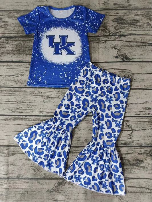 Custom summer teams baby girl clothes team blue short sleeve pants sets-25.8.5