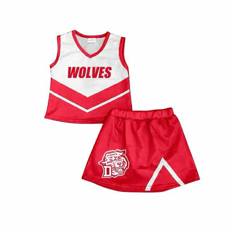Custom moq 5 mix size milk silk eta 6-8weeks summer teams brick red baby girls clothes team sleeveless skirts shorts sets cheer sets