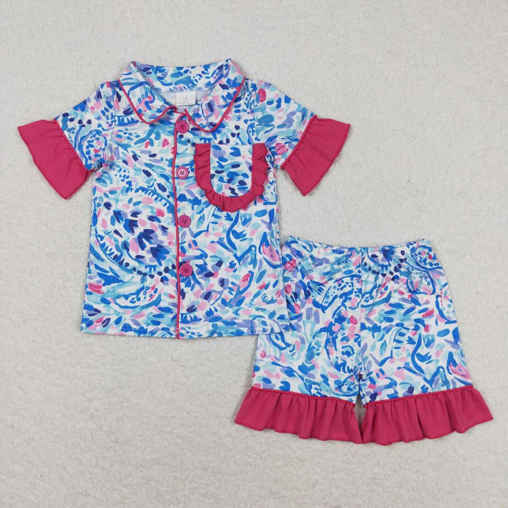 RTS NO MOQ baby girls Clothes short sleeve shorts pajamas Sets