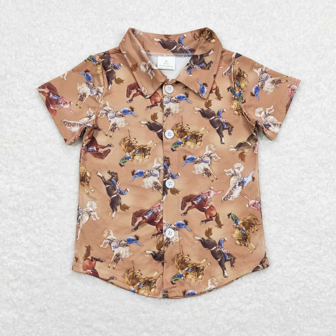 RTS NO MOQ Sibling baby boys clothes western riding horse catcus short-sleeved tops