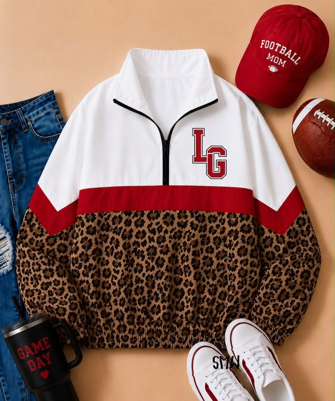 Custom moq 5 mix size White leopard print