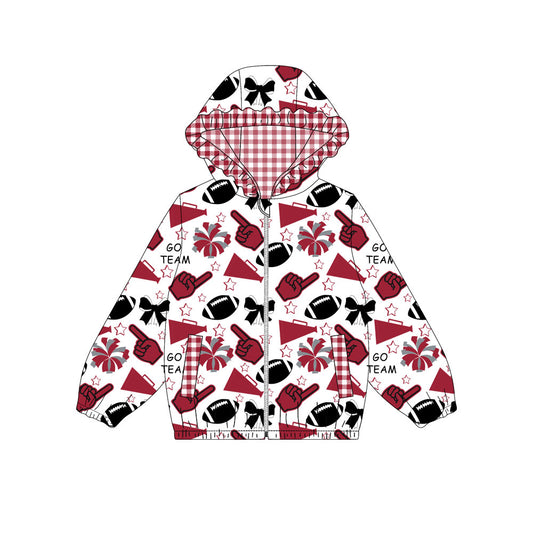 Custom moq 8 mix size milk silk summer team baby girls clothes bow brick red hooded long sleeve top-25.9.30