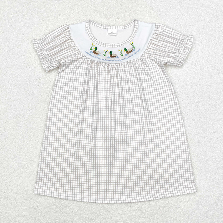 RTS baby girls clothes embroidery short Sleeve dress