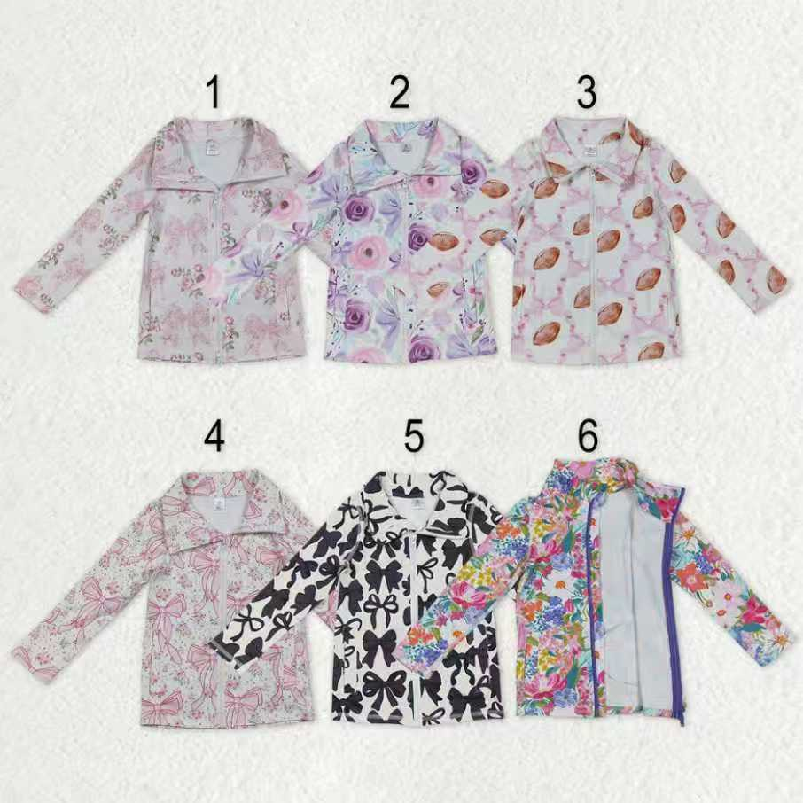 RTS NO MOQ Sibling baby girls clothes yoga Zip-Up Long Sleeve tops
