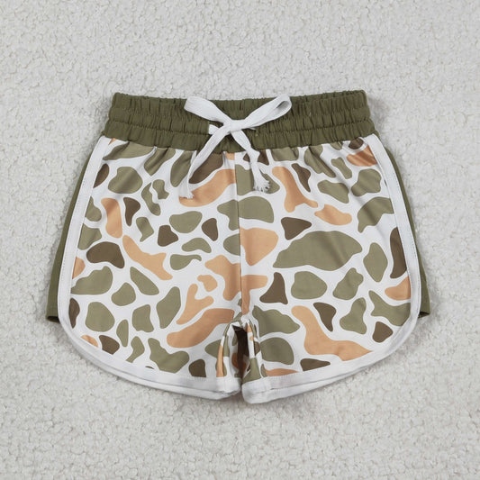 RTS NO MOQ（In Stock) Orange Green Camouflage Lace-Up Shorts
