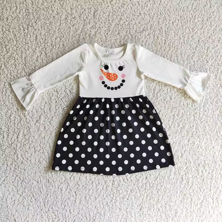 RTS NO MOQ Chili Snowman Print Long Sleeve Suit & Dress & Romper