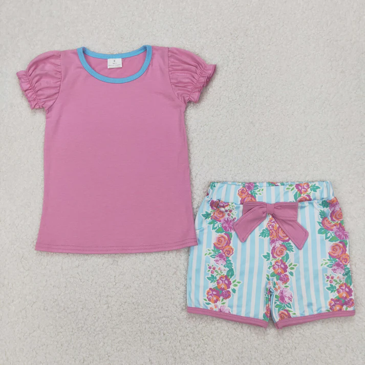 RTS NO MOQ baby girls Clothes short sleeve shorts Sets