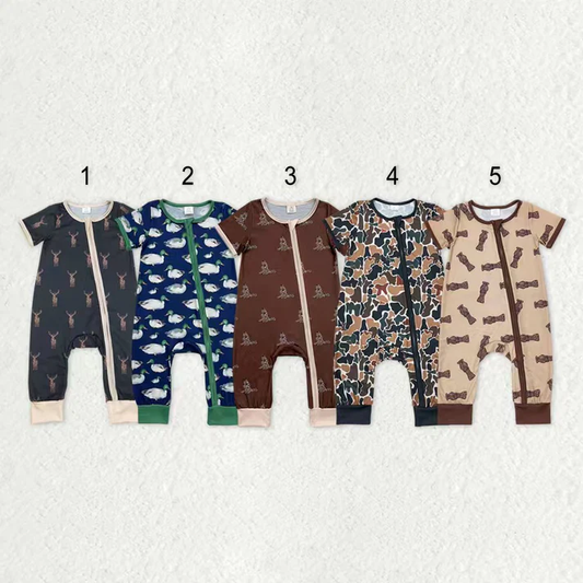RTS NO MOQ Sibling Baby boy clothes camouflage short Sleeve Romper Mixed Sizes