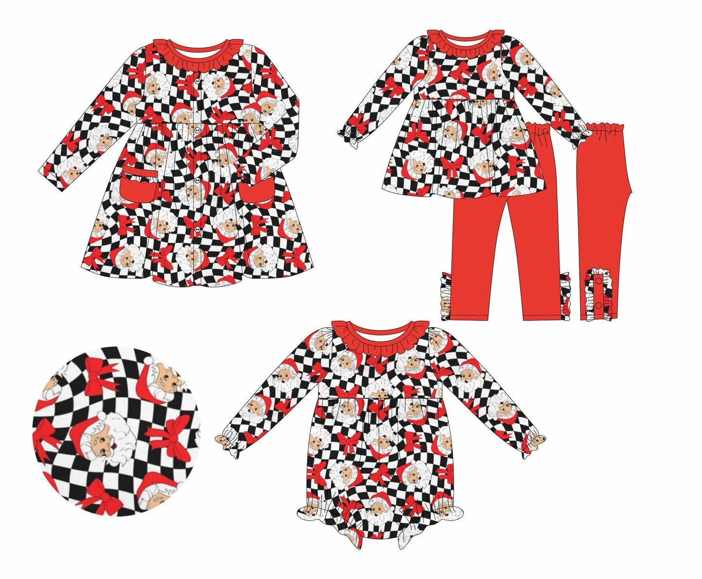Custom moq 5 each style eta 6-7weeks baby girl clothes Christmas long sleeve pants sets and romper and dress -25.8.9