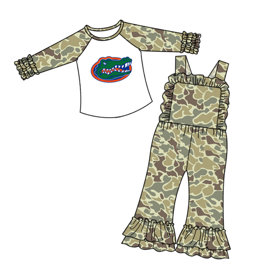 Custom moq 5 mix size milk silk summer teams baby girls clothes camouflage long sleeve top jumpsuit sets-25.9.9