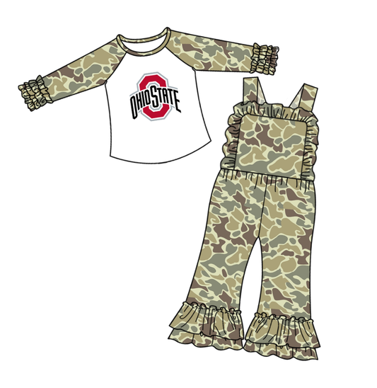 Custom moq 5 mix size milk silk summer teams baby girls clothes camouflage long sleeve top jumpsuit sets-25.9.9