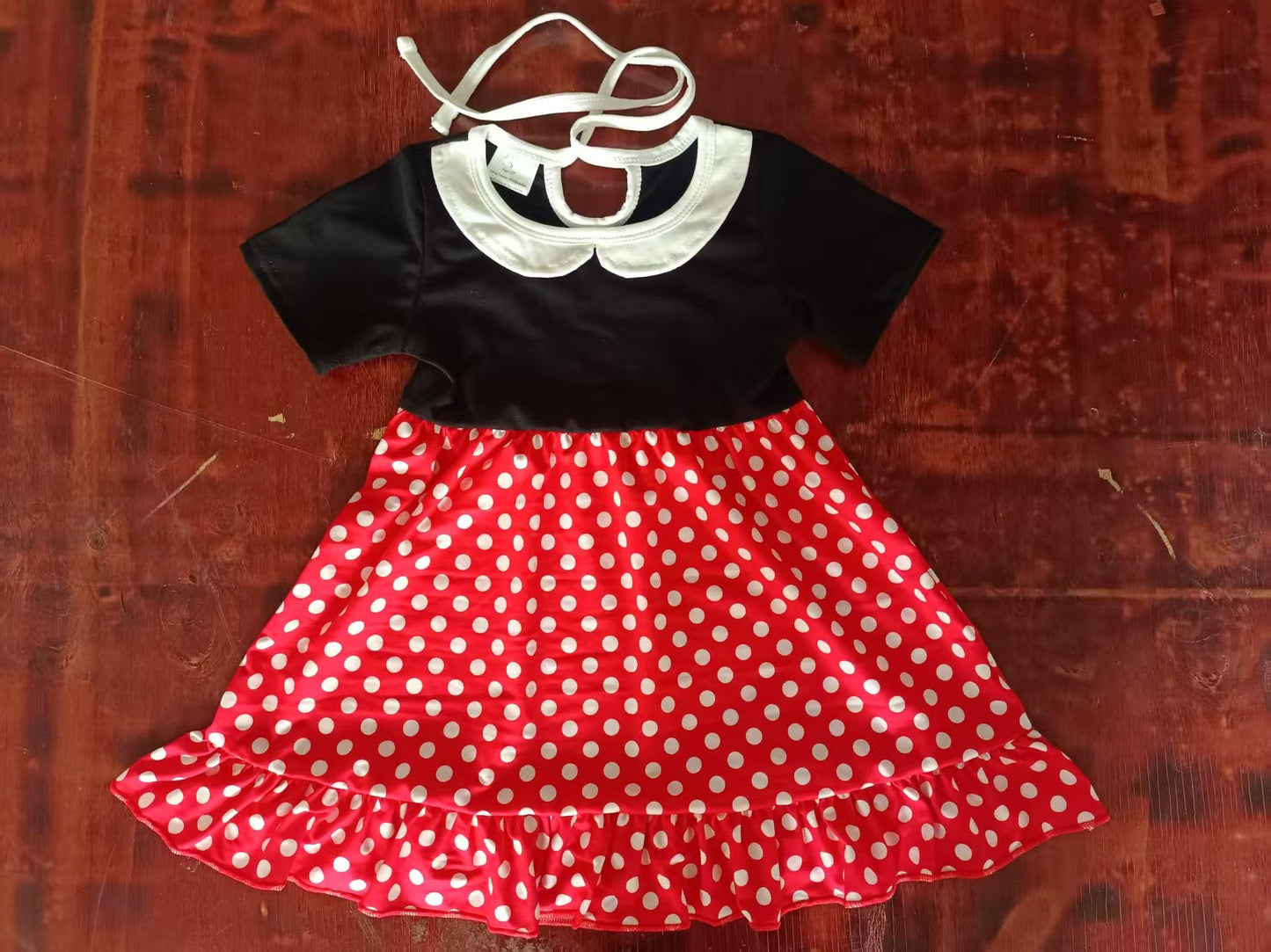 Custom moq 3 eta 6-7weeks baby girl clothes black and red short sleeve dress
