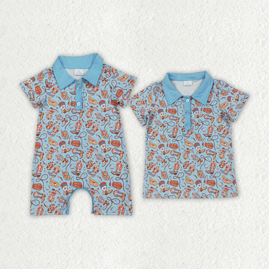 RTS Sibling baby boys clothes short Sleeve rompers top