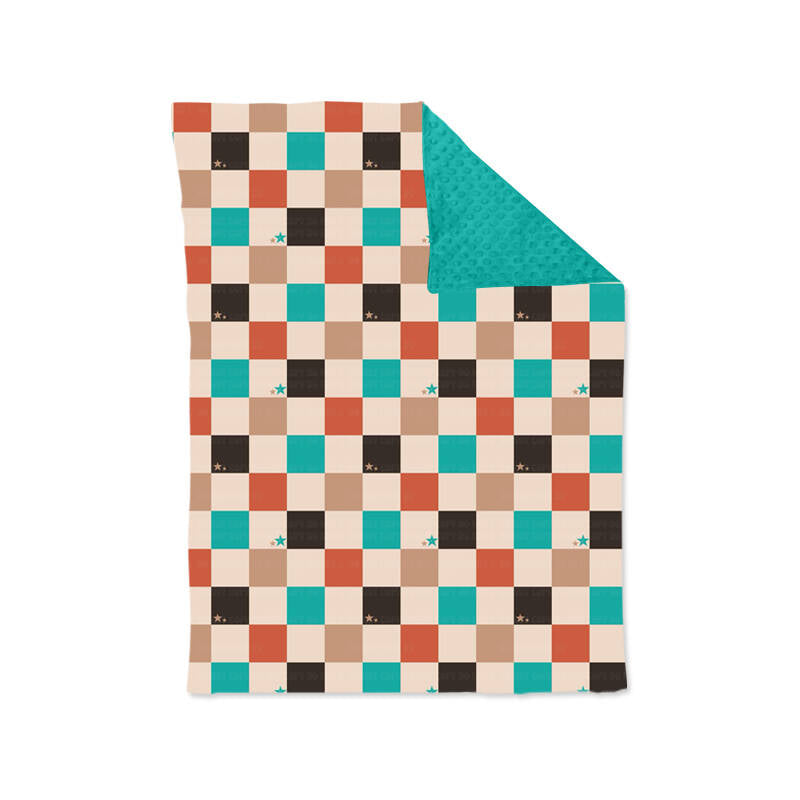 Deadline November 14 custom no moq eta 6-8weeks Lake Green-Beige-Brown-Orange Plaid Baby Blanket