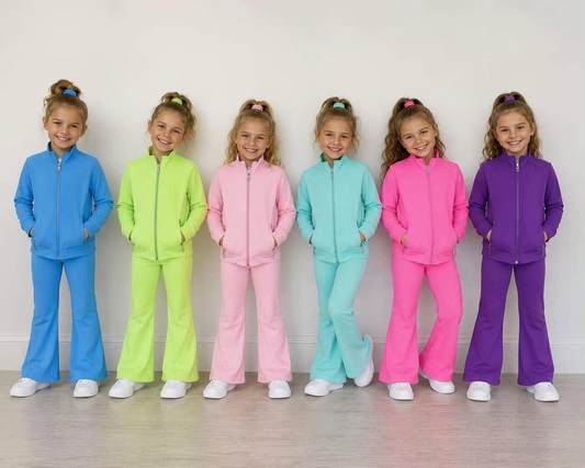 (Preorder new) No moq Baby Girls Solid Yoga Active Bell Bottom Pants Bottom