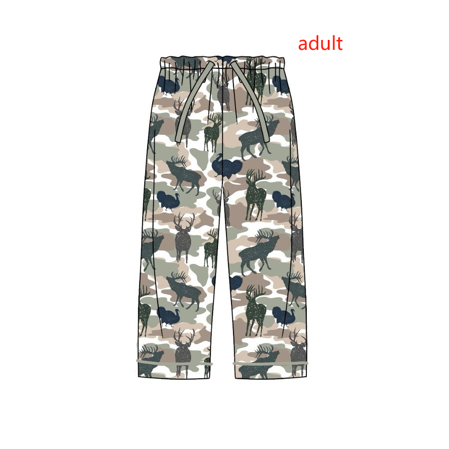 Deadline November 2 custom no moq eta 6-8weeks Dark Green Elk Pattern Adult Camouflage Straight Trousers