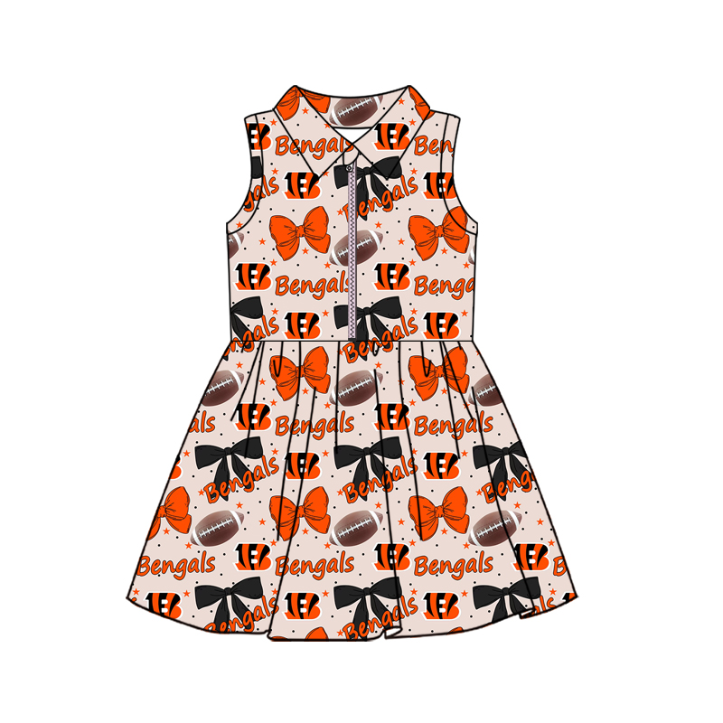Custom moq 5 mix size milk silk summer teams baby girls clothes team bow orange sleeveless skirts sets and dress 3 and skirts-25.8.21