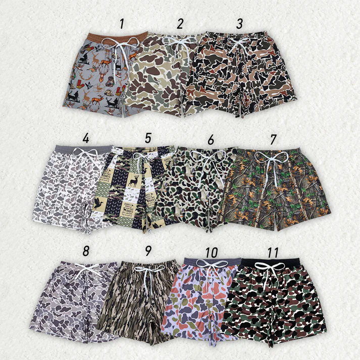 RTS NO MOQ ETA 5/7days arrived Adult male brown and green camouflage swim trunks