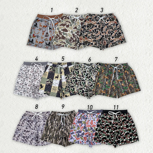 RTS NO MOQ ETA 5/7days arrived Adult male brown and green camouflage swim trunks