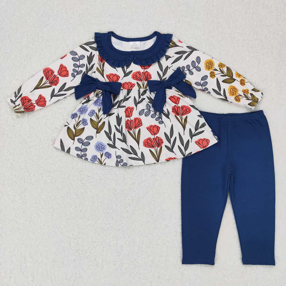 RTS NO MOQ sibling baby girls clothes floral long sleeve Clothes Sets and rompers