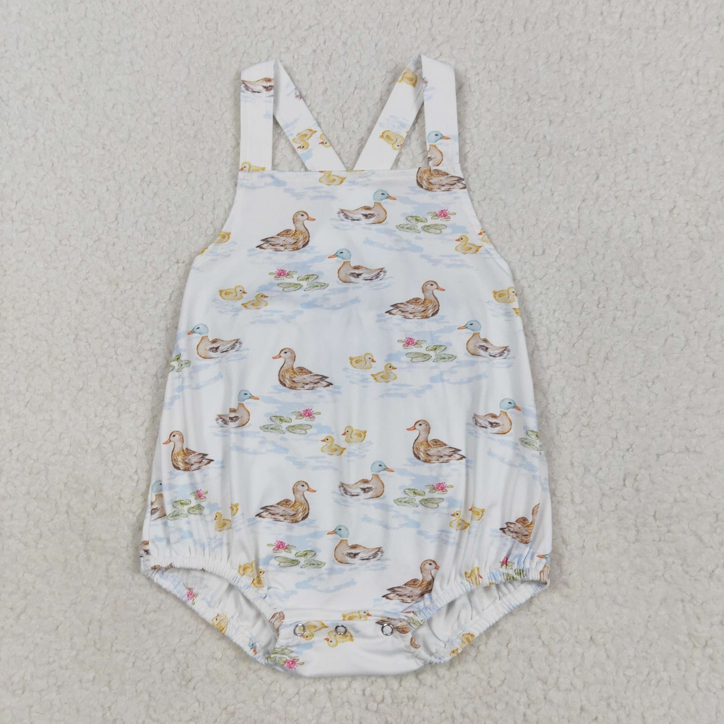 RTS NO MOQ SR3029 White vest bodysuit with duck lotus leaf