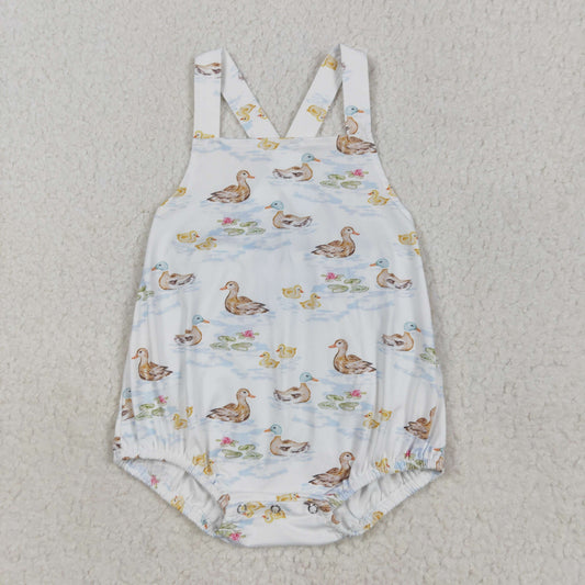RTS NO MOQ SR3029 White vest bodysuit with duck lotus leaf