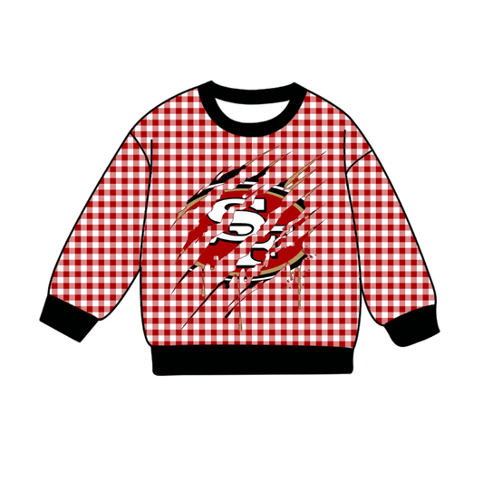 Custom moq 8 mix size milk silk summer team baby boys clothes red plaid long sleeve top-25.9.23