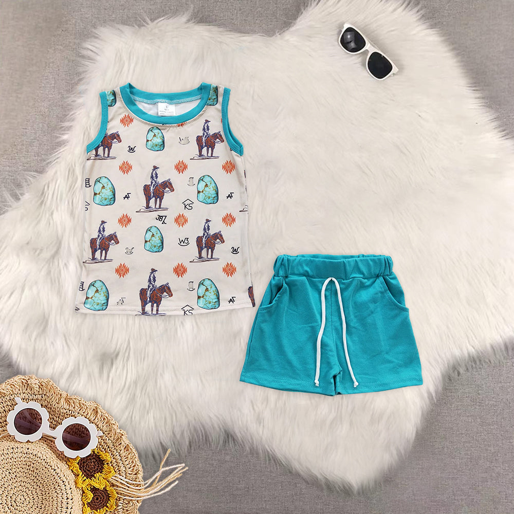 RTS NO MOQ Baby boy clothes Short Sleeve shorts Suit