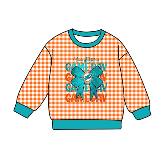 Custom moq 8 mix size milk silk summer team baby boys clothes plaid bow orange long sleeve top-25.9.23