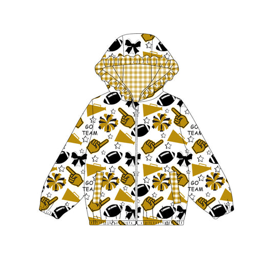 Custom moq 8 mix size milk silk summer team baby girls clothes bow khaki hooded long sleeve top-25.9.30