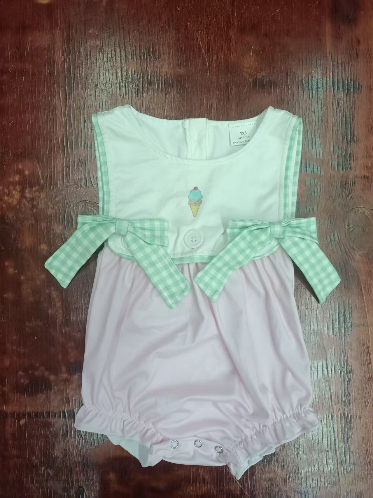 Custom moq 3 eta 6-7weeks baby girl clothes ice cream short sleeve romper