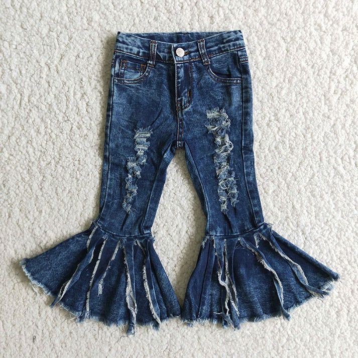 RTS NO MOQ Sibling Baby Girls Clothes Jeans: Flared & Ripped