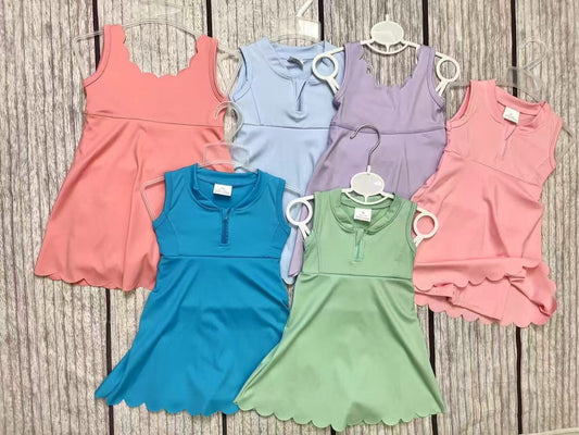 RTS NO MOQ Sibling baby girl clothes yoga suspender skirt sets