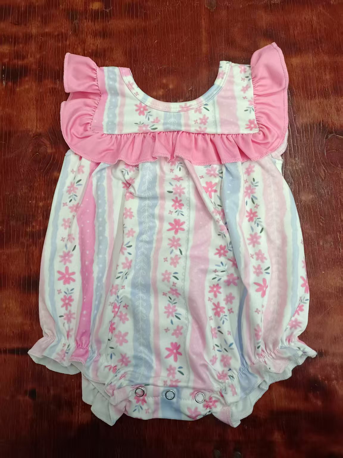 Custom moq 3 eta 6-7weeks baby girl clothes floral suspender romper